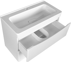 Style Line Тумба под раковину Бергамо Мини 70 подвесная белая Люкс антискрейтч Plus – фотография-2